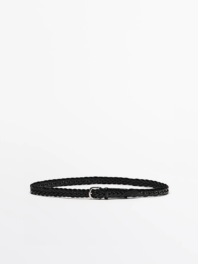 Plaited leather belt