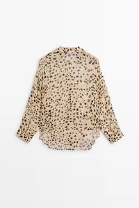 Animal print flowing shirt