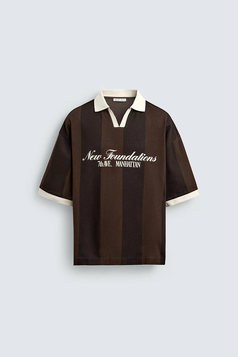 RETRO SOCCER PRINT POLO SHIRT