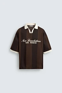 RETRO SOCCER PRINT POLO SHIRT