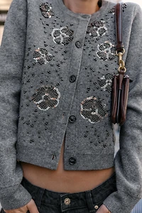 BEADED KNIT CARDIGAN