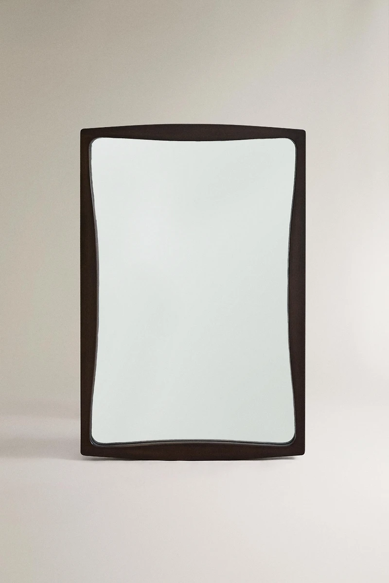 WAVY WOODEN WALL MIRROR