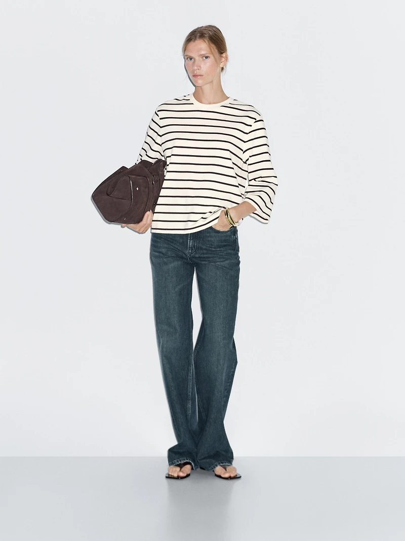 Striped T-shirt with elbow-length sleeves