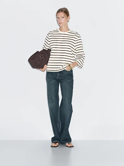 Striped T-shirt with elbow-length sleeves