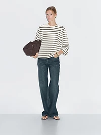 Striped T-shirt with elbow-length sleeves