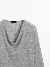 Knit sweater with cowl neck