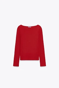 COTTON BOAT NECK T-SHIRT
