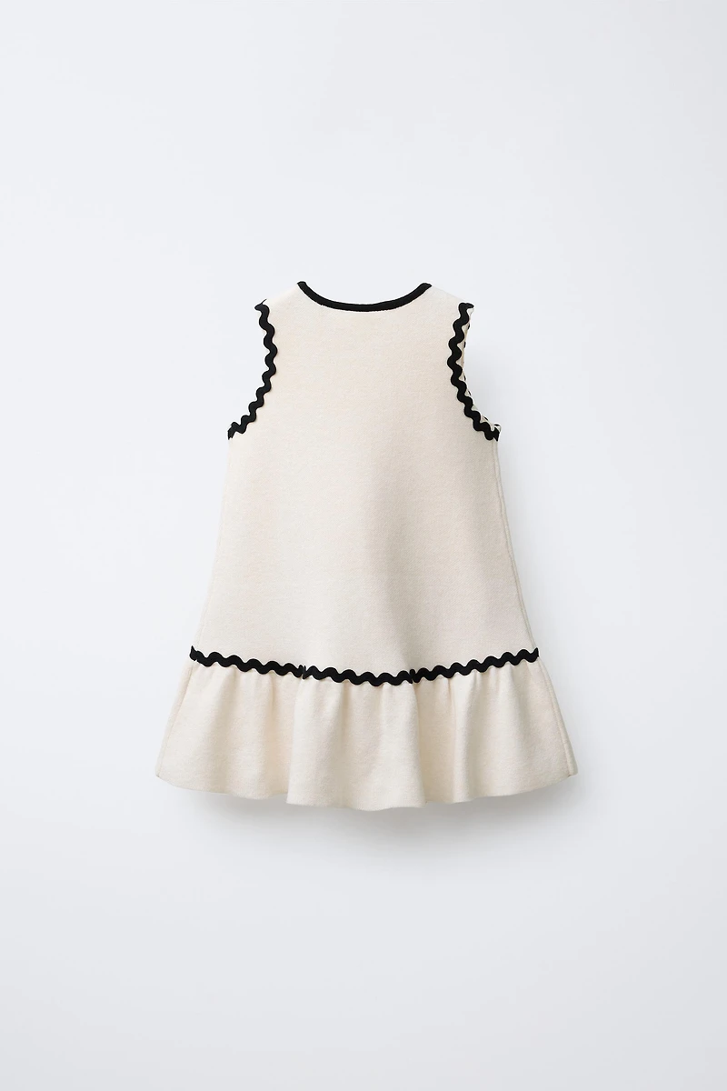 ROBE EN MAILLE ONDULINE CONTRASTEE