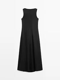 Long flowing linen blend dress