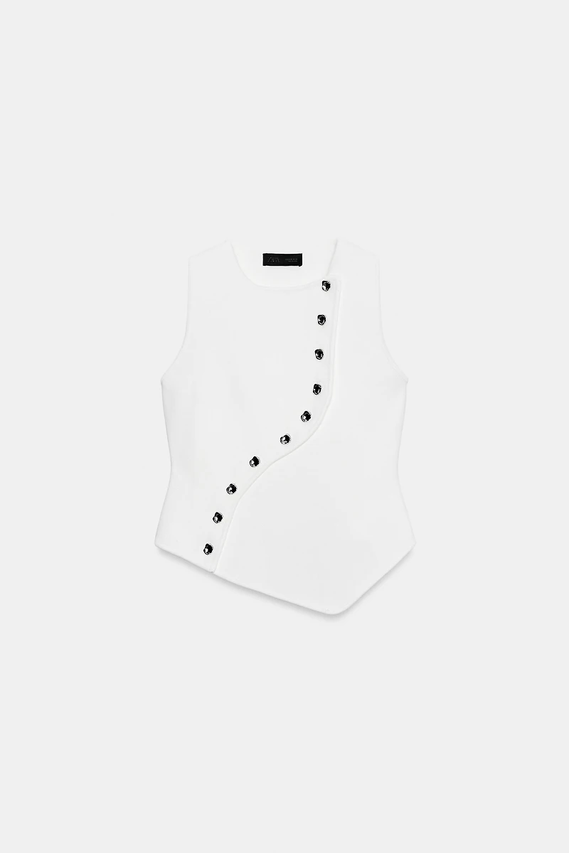 ASYMMETRIC CLOSURE KNIT TOP