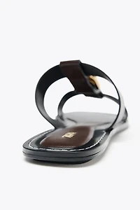 DOUBLE STRAP BUCKLE FLAT SANDALS