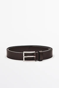 Nappa leather belt with rectangular buckle