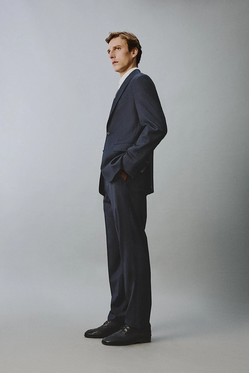 REGULAR FIT 100% WOOL SUIT PANTS