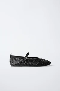 BUCKLE BALLET FLATS WITH PEARLS
