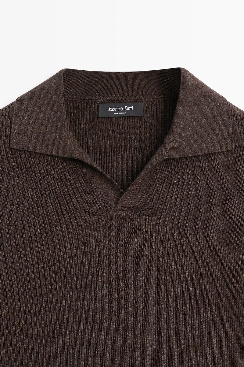 Pull polo en maille de coton mélangé