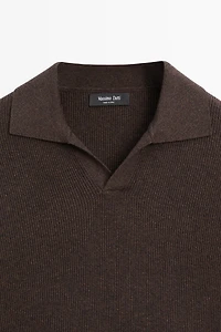Pull polo en maille de coton mélangé