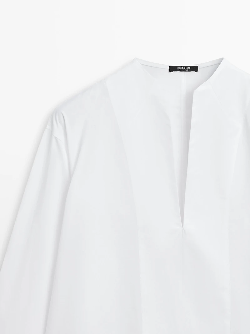 Poplin shirt with chest detailing