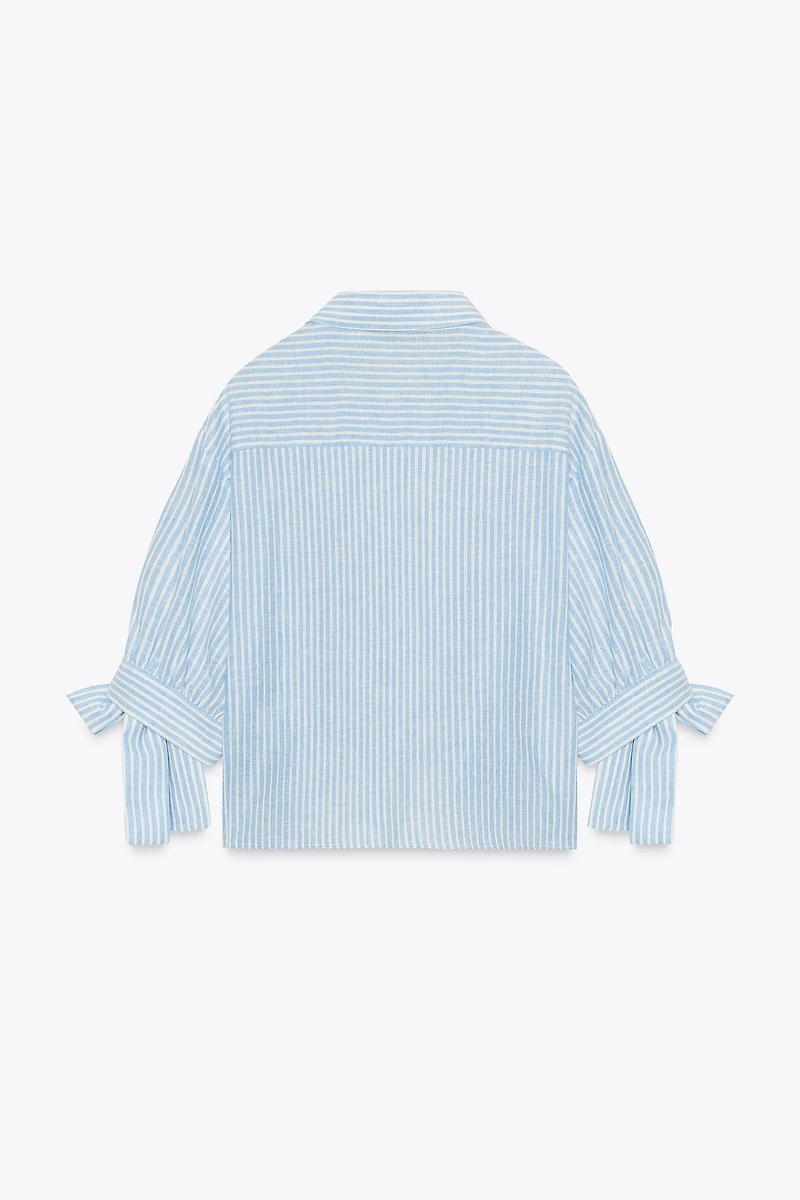 CHEMISE RAYURES LACETS AVEC LIN