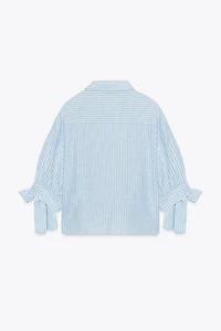CHEMISE RAYURES LACETS AVEC LIN