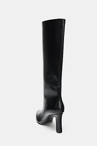 WIDE HEEL PATENT EFFECT BOOTS