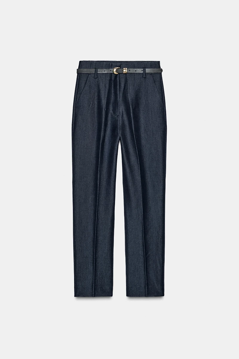 HIGH-WAISTED BELTED PANTS