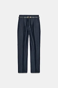 HIGH-WAISTED BELTED PANTS