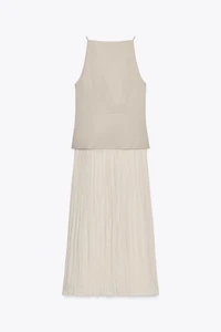 PLEATED SKIRT MIDI WAISTCOAT DRESS
