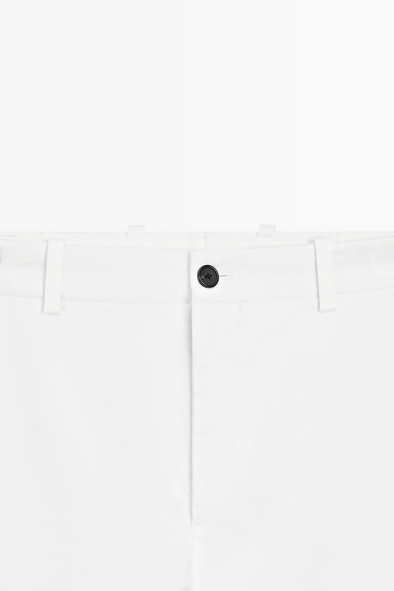 Straight-leg cotton blend pleated pants