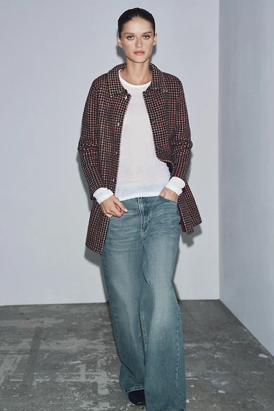 MANTEAU 100% LAINE PIED-DE-POULE