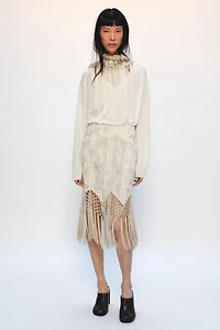 ZW COLLECTION EMBROIDERED FRINGED SKIRT