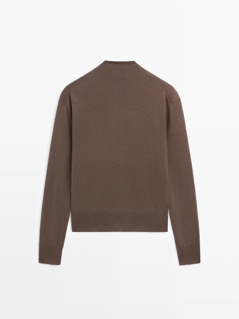 Mock turtleneck button-up sweater