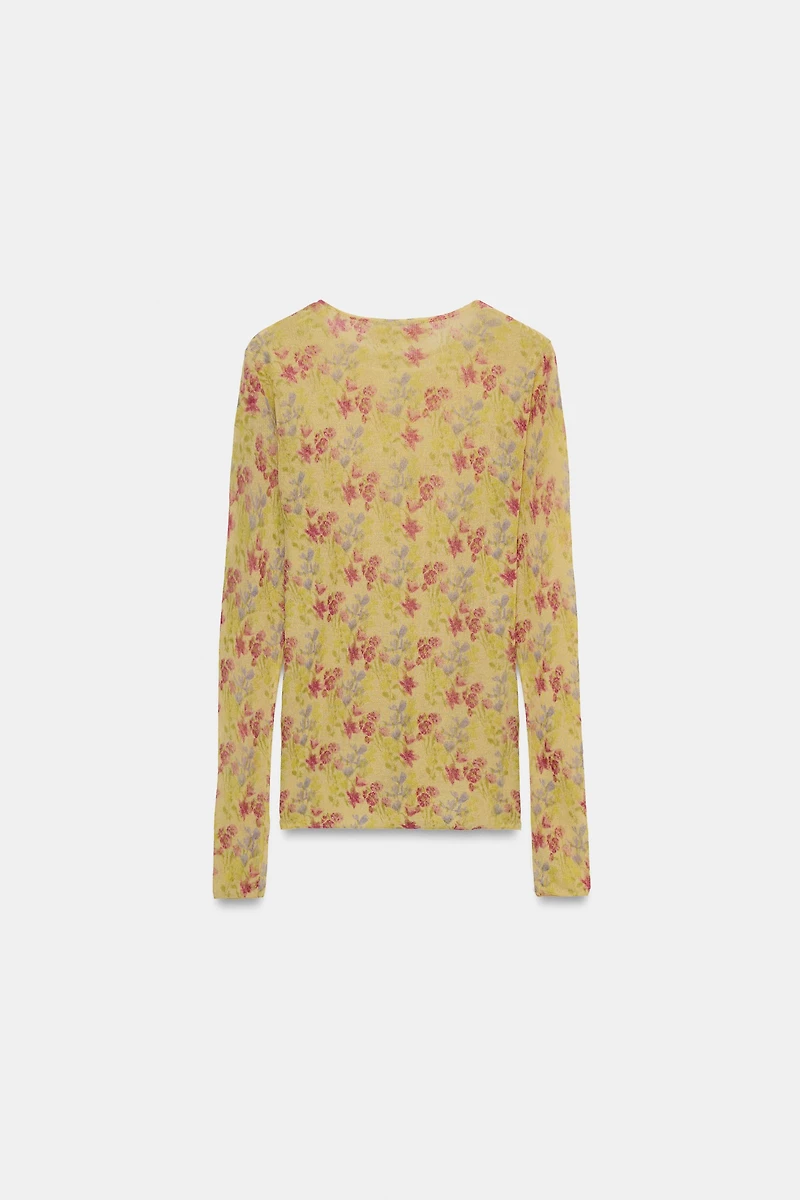 FLORAL PRINT KNIT TOP