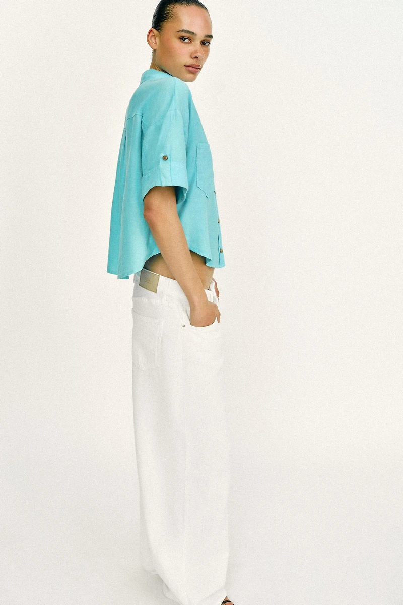 CHEMISE COURTE AVEC LIN