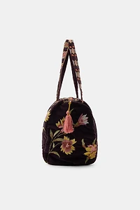 SAC MATELASSÉ EN VELOURS BRODERIES FLEURS