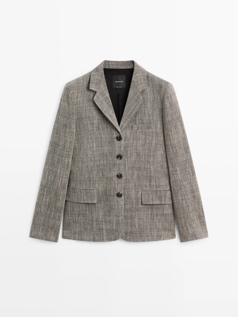 Flecked wool blend blazer