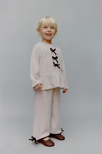 SOFT TOUCH T-SHIRT WITH CONTRASTING BOWS