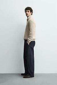 PULL EN MAILLE PERLÉE À COL ZIPPÉ