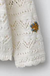 EMBROIDERED FLOWER OPENWORK CARDIGAN