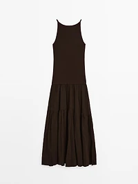 Long strappy cotton blend dress