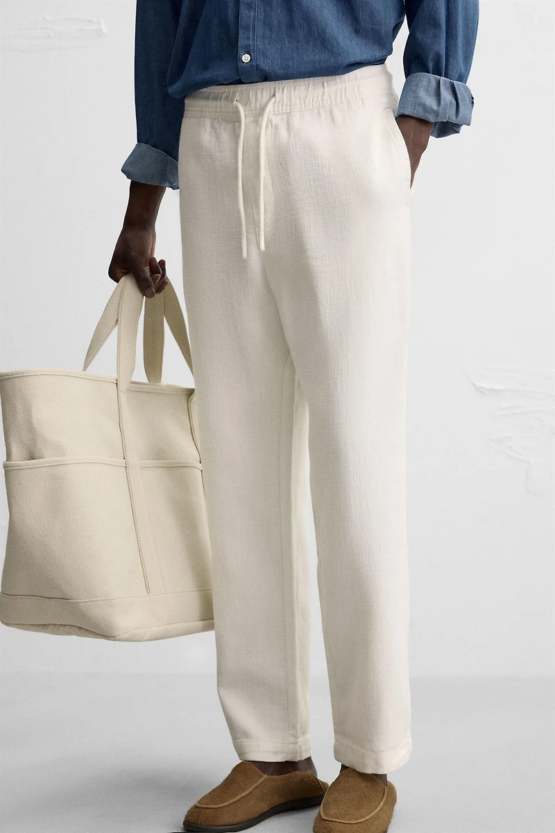 TEXTURED RELAXED FIT PANTS