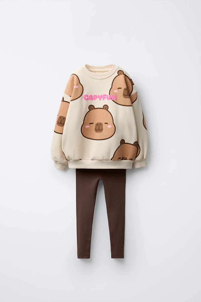 CAPYBARA CAPYFUN © RIB SWEATSHIRT AND LEGGING SET
