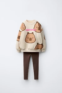 CAPYBARA CAPYFUN © RIB SWEATSHIRT AND LEGGING SET