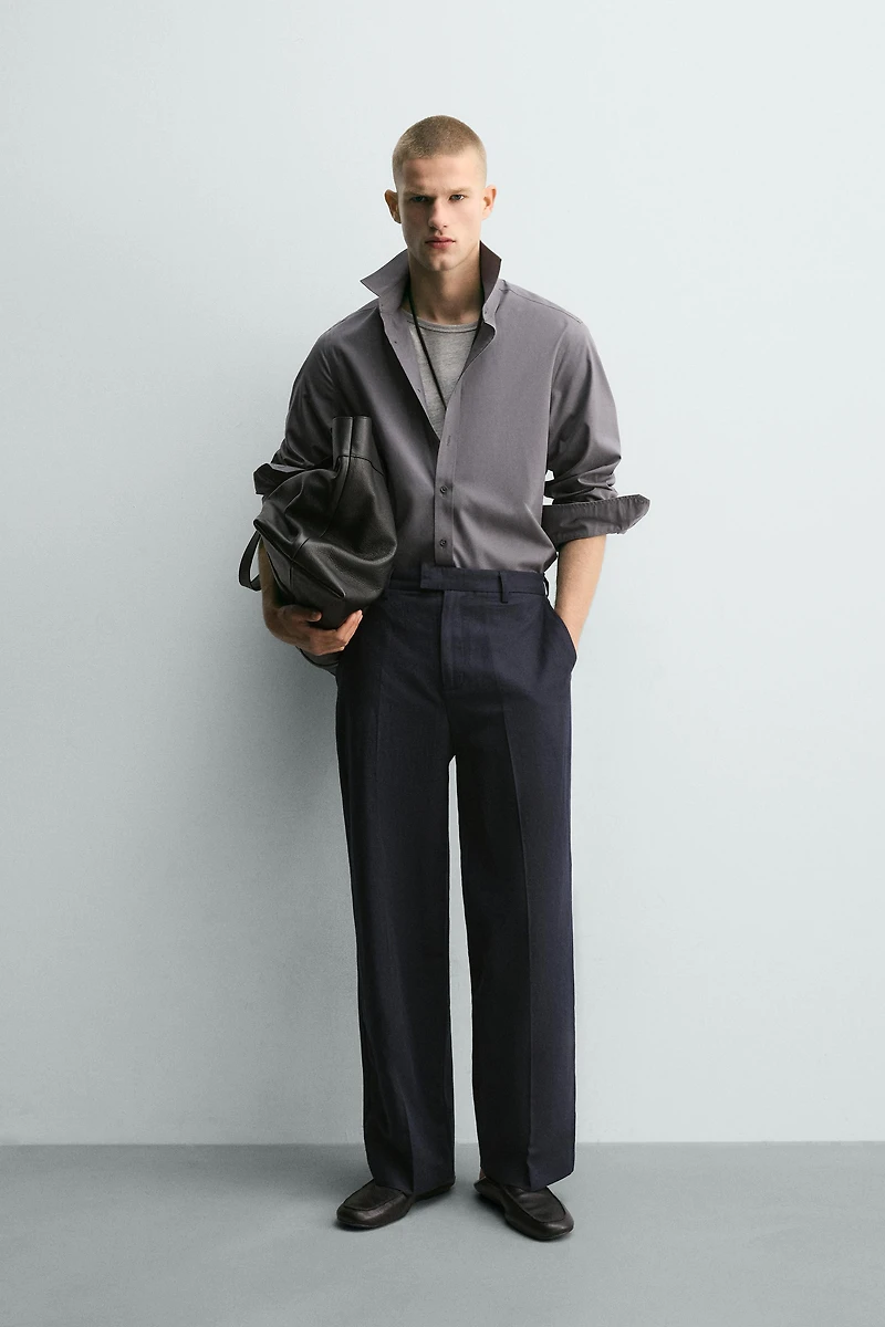 RELAXED FIT COTTON - LINEN PANTS