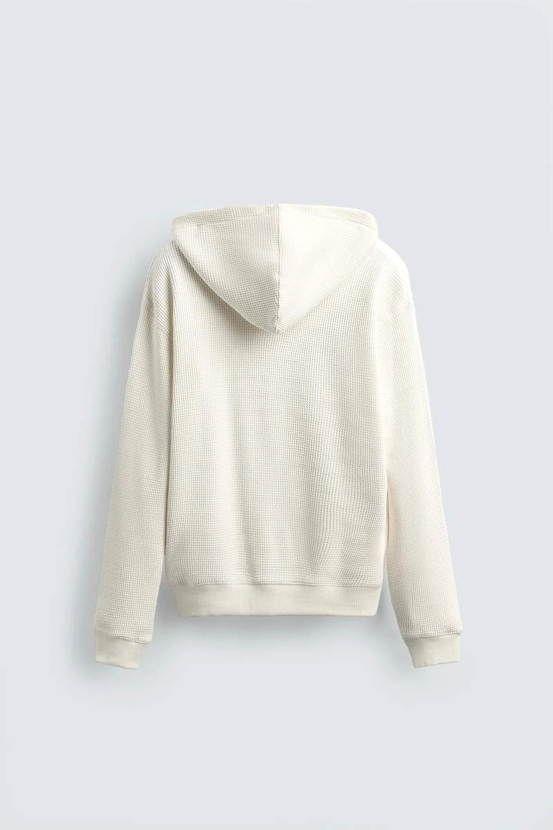 WAFFLE TEXTURED HOODIE SWEATSHIRT