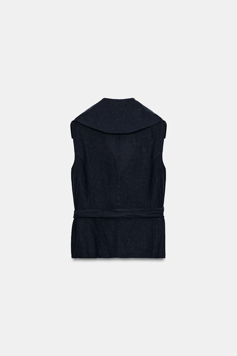 LINEN BELTED VEST