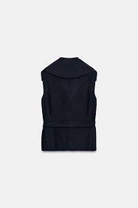 LINEN BELTED VEST