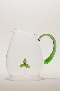 BOROSILICATE GLASS PITCHER WITH CHRISTMAS HOLLY