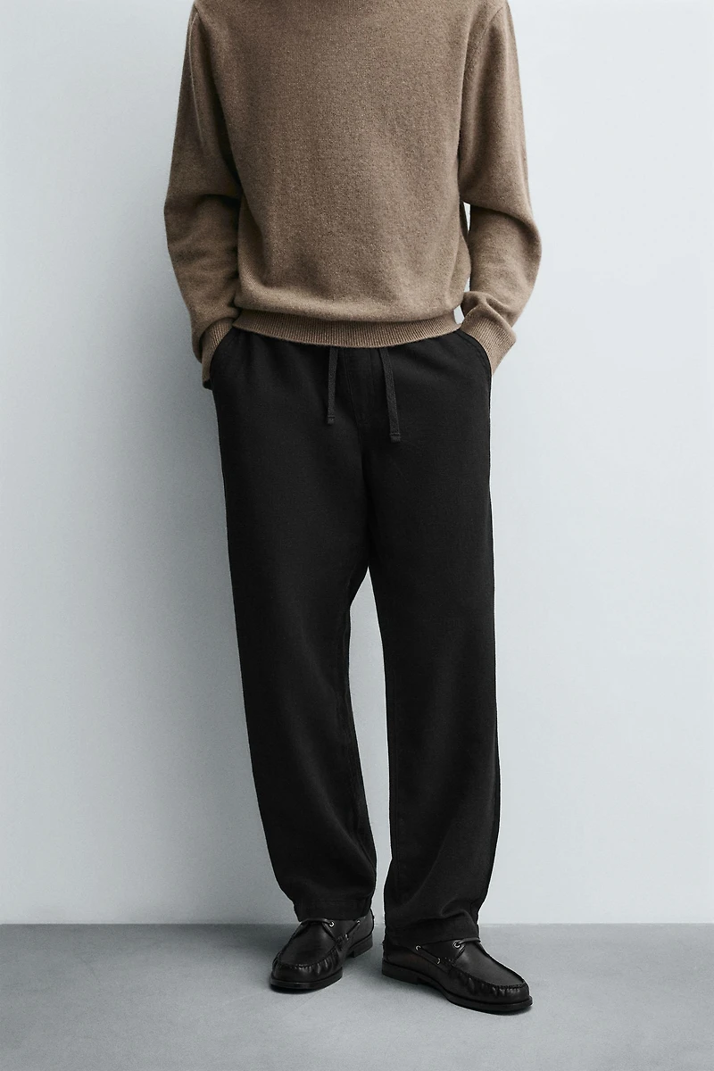 TEXTURED JOGGER WAIST PANTS