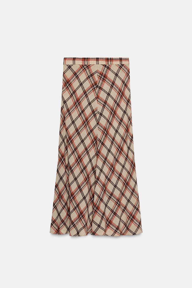 PLAID MIDI SKIRT