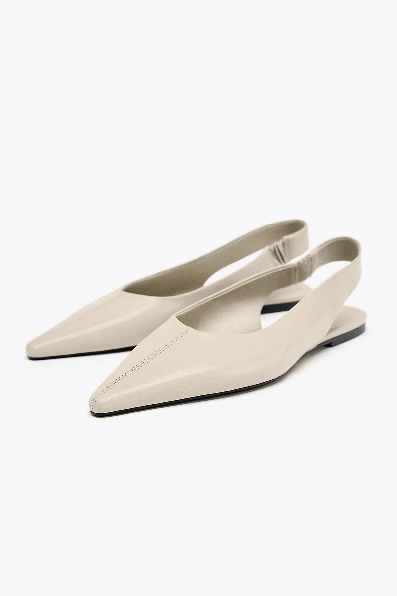 LEATHER SLINGBACK BALLET FLATS